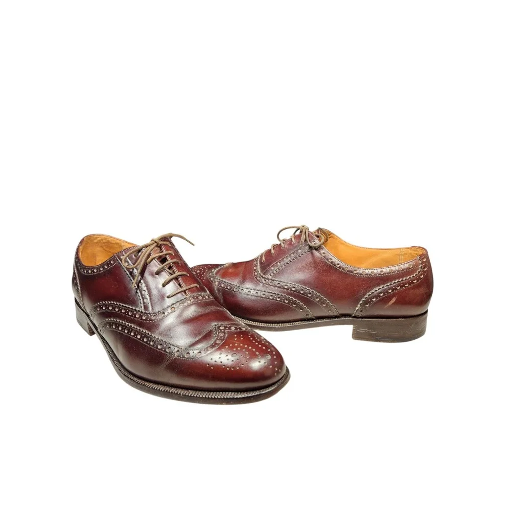 Vintage Barker Brown Leather Wingtip Oxford Shoes Brogue  Classic Heritage 10.5